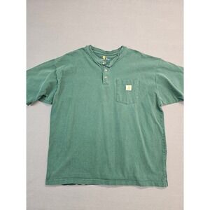Carhartt Mens Green Short Sleeve Henley Pocket T Shirt XL Cotton Workwear
